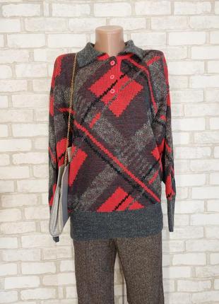 Новый яркий свитер/кофта/кардиган на 17% шерсть с ниткой "квадрат"люрекса, размер хл