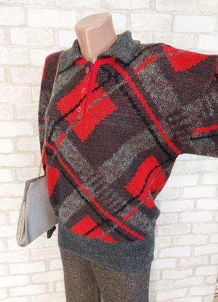 Новый яркий свитер/кофта/кардиган на 17% шерсть с ниткой "квадрат"люрекса, размер хл5 фото