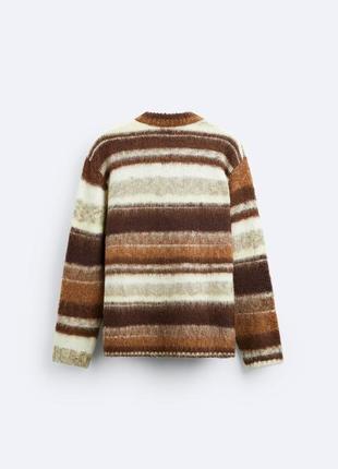 Трикотажный коричневый мужской свитер zara new7 фото