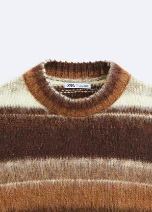 Трикотажный коричневый мужской свитер zara new9 фото