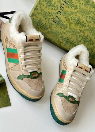 Зимние тёплые кроссовки на овчине гуччи gucci3 фото