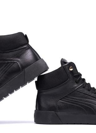 Чоловічі зимові черевики pm black leather2 фото