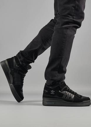 ❄️зимние мужские кроссовки adidas forum 84 адедас форум на меху из натуральной замши2 фото