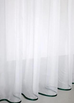 Однотонний комплект на кухню (280х170см) тюль та шторка. колір бірюзовий з білим5 фото