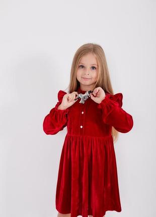 Платье бархатное бархат красное праздничное для девочки новогоднее платье подростковое2 фото