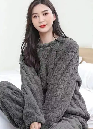 Пижама теплая махровая для подростков унисекс 6 цветов 11123мо