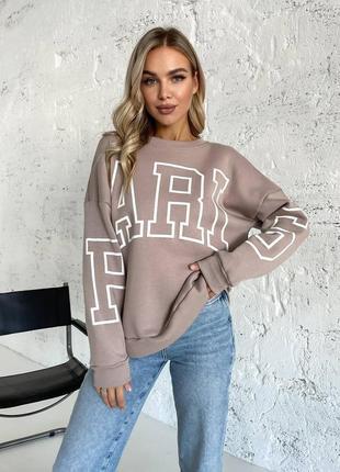 Хлопковый теплый свитшот на флисе худи толстовка джемпер кофта с надписью серый чёрный зелёный розовый капучино серый меланж не кашлатится