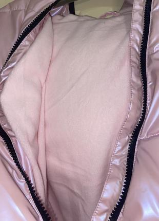 Демисезонная куртка розового цвета с перламутровым оттенком, влагостойкая куртка с капюшоном5 фото