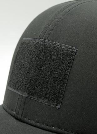 Бейсболка с внутренними ушами черная s на флисе с липучкой под шеврон тактическая, утепленная мужская кепка3 фото