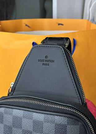 Сумка чоловіча louis vuitton avenue sling damier graphite с лого внизу4 фото