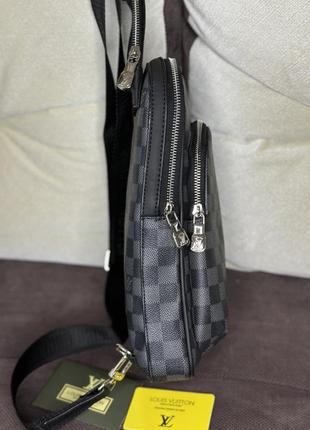 Сумка чоловіча louis vuitton avenue sling damier graphite с лого внизу5 фото