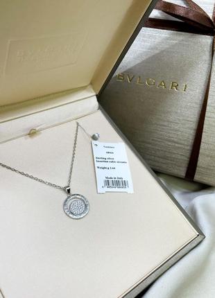 Срібне кольє намисто кулон із камінням камінці з логотипом булгарі bvlgari срібло проба 925 нові з биркою італія