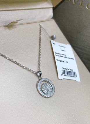 Серебряное колье ожерелье кулон с камнями камешки с логотипом булгари bvlgari серебро проба 925 новые с биркой италия4 фото