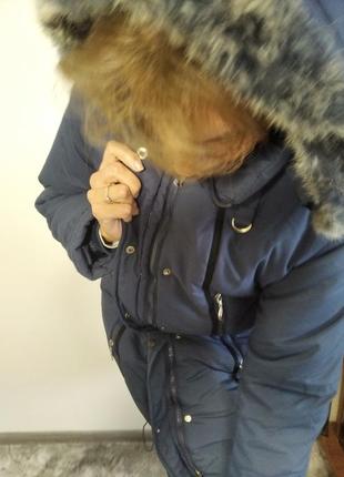 Пальто пуховик с капюшоном, очень теплое на зиму.4 фото