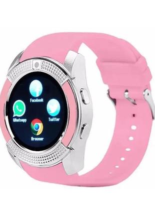 Умные смарт-часы smart watch v8. цвет: розовый3 фото
