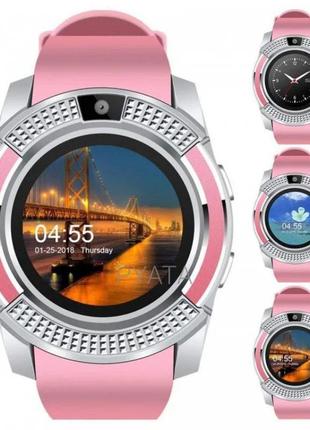 Умные смарт-часы smart watch v8. цвет: розовый2 фото