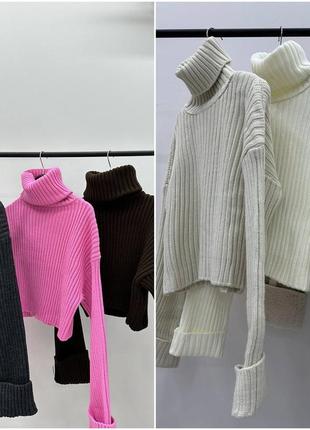 Жіночий светр із коміром красивої в'язки — чудова якість оверсайз