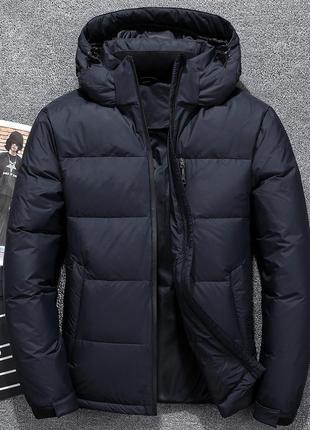 Мужская зимняя куртка с капюшоном черная s-xxl размеры