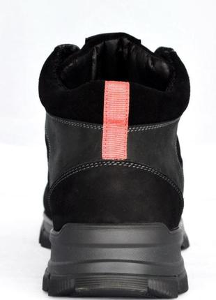 Розміри 40, 41, 42, 43, 44  шкіряні зимові черевики - кросівки brave на натуральному хутрі, чорні  brave 9095 фото