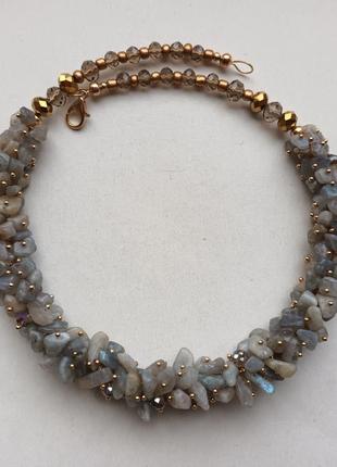 Изысканное колье чокер 44 см натуральный лабрадор