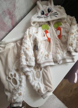 Зимовий теплий костюм зайка / махровий костюм