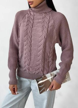 Женский вязаный свитер под горло разные цвета8 фото