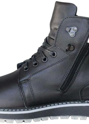 Розміри 40, 41, 42, 44, 45 шкіряні чоловічі зимові черевики maxus на хутрі, чорні, повнорозмірні4 фото