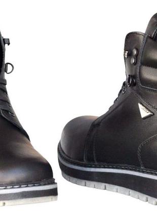Розміри 40, 41, 42, 44, 45 шкіряні чоловічі зимові черевики maxus на хутрі, чорні, повнорозмірні8 фото