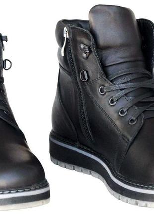 Розміри 40, 41, 42, 44, 45 шкіряні чоловічі зимові черевики maxus на хутрі, чорні, повнорозмірні7 фото
