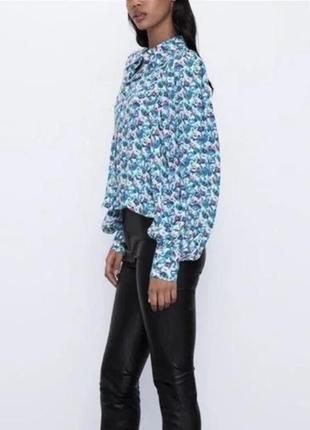 Натуральная рубашка блуза zara цветочный принт3 фото