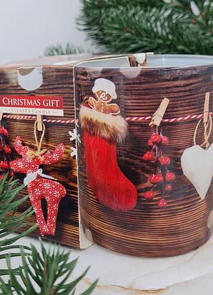 Праздничная аромасвечка рождественский подарок bispol в стакане 100 г 22 ч горения, арома свеча польская