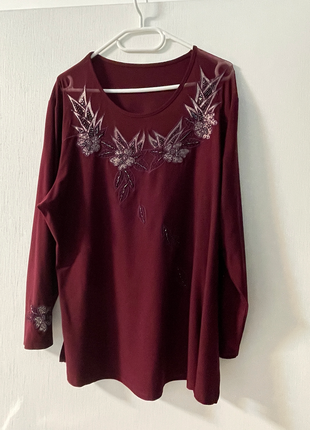 Бордовая блузка вышиванка xxl