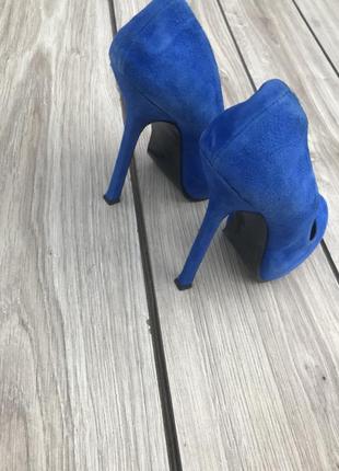 Туфли ysl blue black red suede tribtoo pumps yves saint laurent босоножки каблук синие замша кожа кожане7 фото