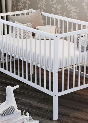 Дитяче ліжко в мінімалістичному стилі дубок малютка без ящика 9801-dm-01, білого кольору