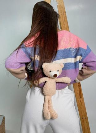 Стильный свитер с мишкой, р уни 42-46, эффектная расцветка