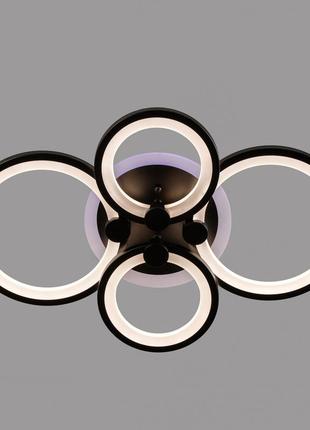 Люстра світлодіодна led свет sl-5332/2+2 bk+rgb 112w чорна + підсвітка+пульт