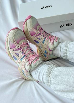 Женские кроссовки asics gel-kahana 8 cream pink кремового с розовым цветами