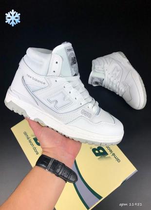 Зимние женские кроссовки new balance 550 winter white fur белого цвета с мехом