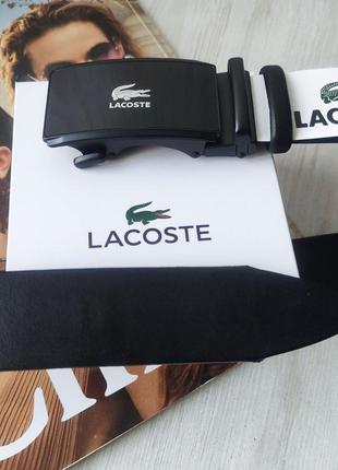 Мужской кожаный ремень lacoste пряжка автомат3 фото