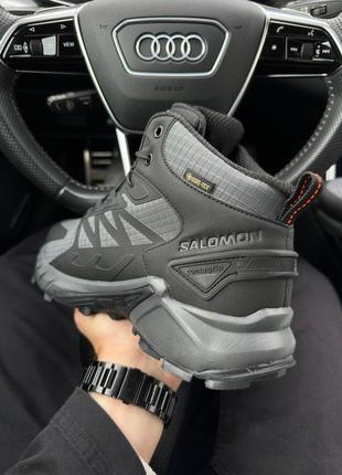 ❄️ зимові чоловічі кросівки salomon gore-tex high gray black fur❄️2 фото