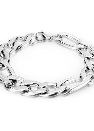 Браслет-цепочка из нержавеющей стали с маленькими и большими звеньями и застежкой-карабином spikes 2 мм.