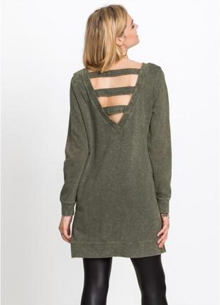 Bonprix оливкова тепла сукня з відкритою спинкою