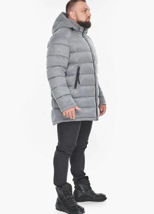 Серая мужская короткая теплая зимняя куртка с капюшоном braggart  aggressive до -25 градусов6 фото