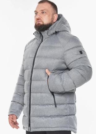 Серая мужская короткая теплая зимняя куртка с капюшоном braggart  aggressive до -25 градусов