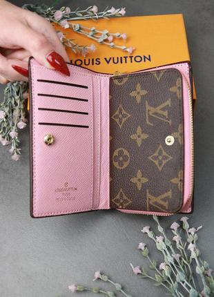 Женский кошелек  коричневый + розовый луи виттон книжка