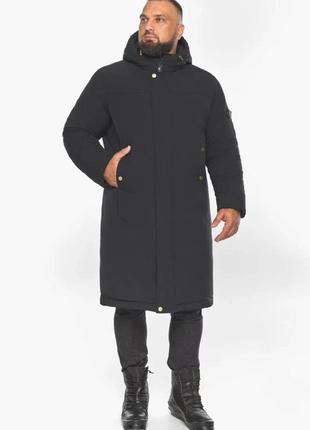 Удлиненная чёрная зимняя мужская куртка braggart arctic, оригинал германия2 фото