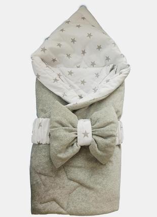 Одеяло-конверт для новорожденных с резинкой из хлопкового велюра/бязи тм лежебока