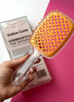 Гребінець для волосся superbrush plus hollow comb, прозорий/помаранчевий