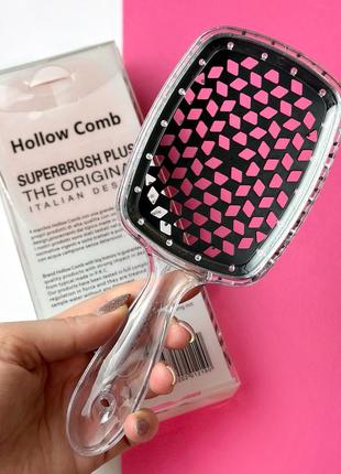 Гребінець для волосся superbrush plus hollow comb, прозорий/чорний3 фото
