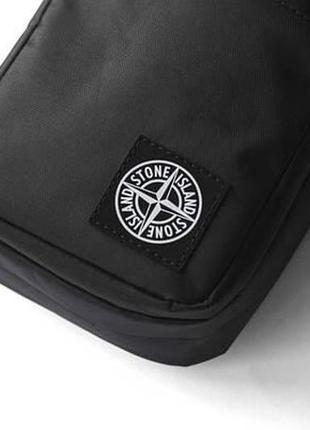 Чоловіча сумка месенджер stone island casual чорна спортивна барсетка тканинна сумка через плече5 фото